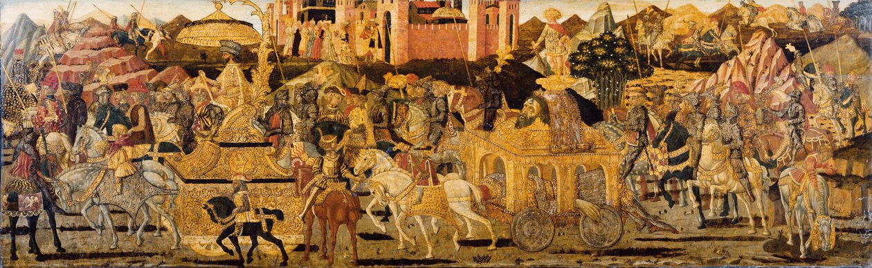 ダビデの勝利（金地パネルにテンペラと銀） 作： (15 世紀) ジョヴァンニ ディ セル ジョヴァンニ