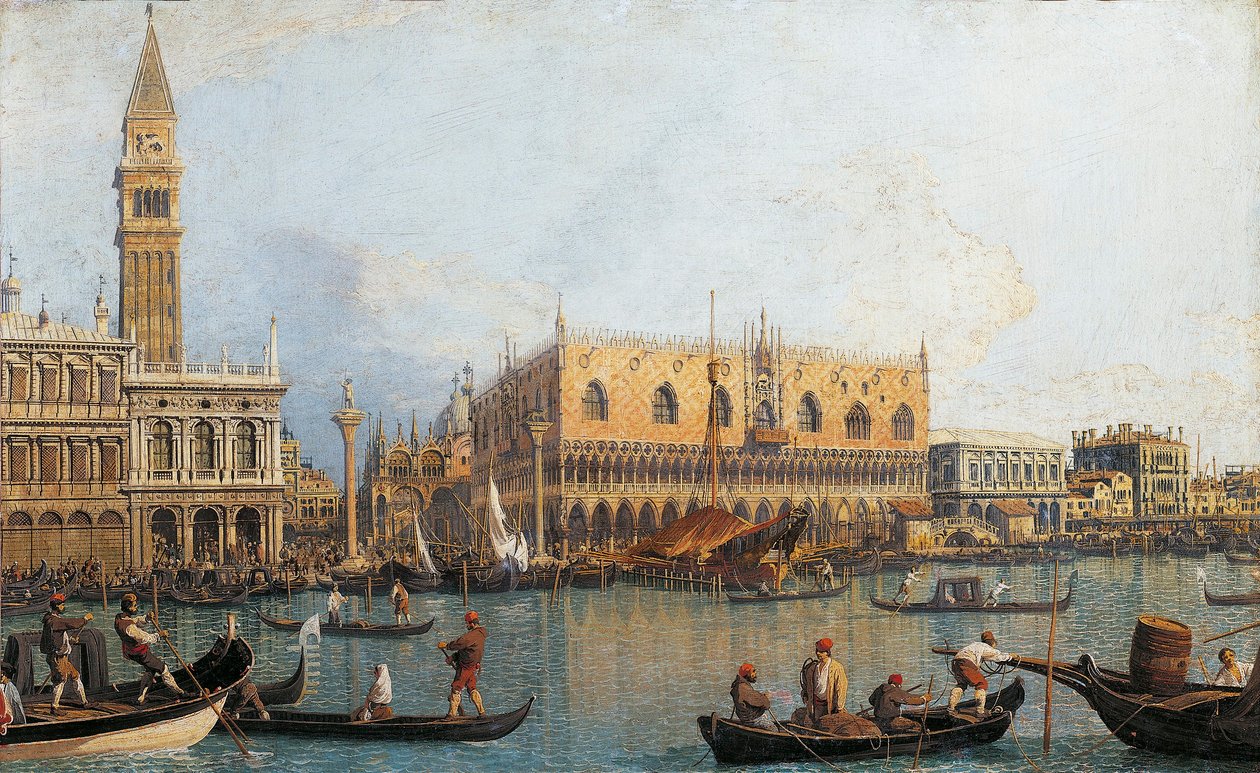 イタリア、フィレンツェ、ヴェネツィアの公爵宮殿の塗装ビュー (絵画) 作： (1697-1768) カナレット