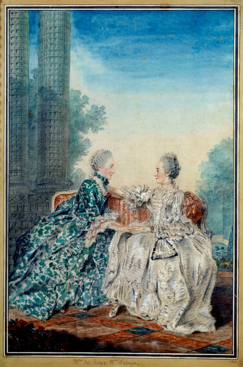 ブレジェ夫人とアランコン夫人の肖像 ルイ・カロギス・カルモンテル（1717-1806）による水彩画 1760年 パリ、カルナヴァレ美術館 作： カルモンテル