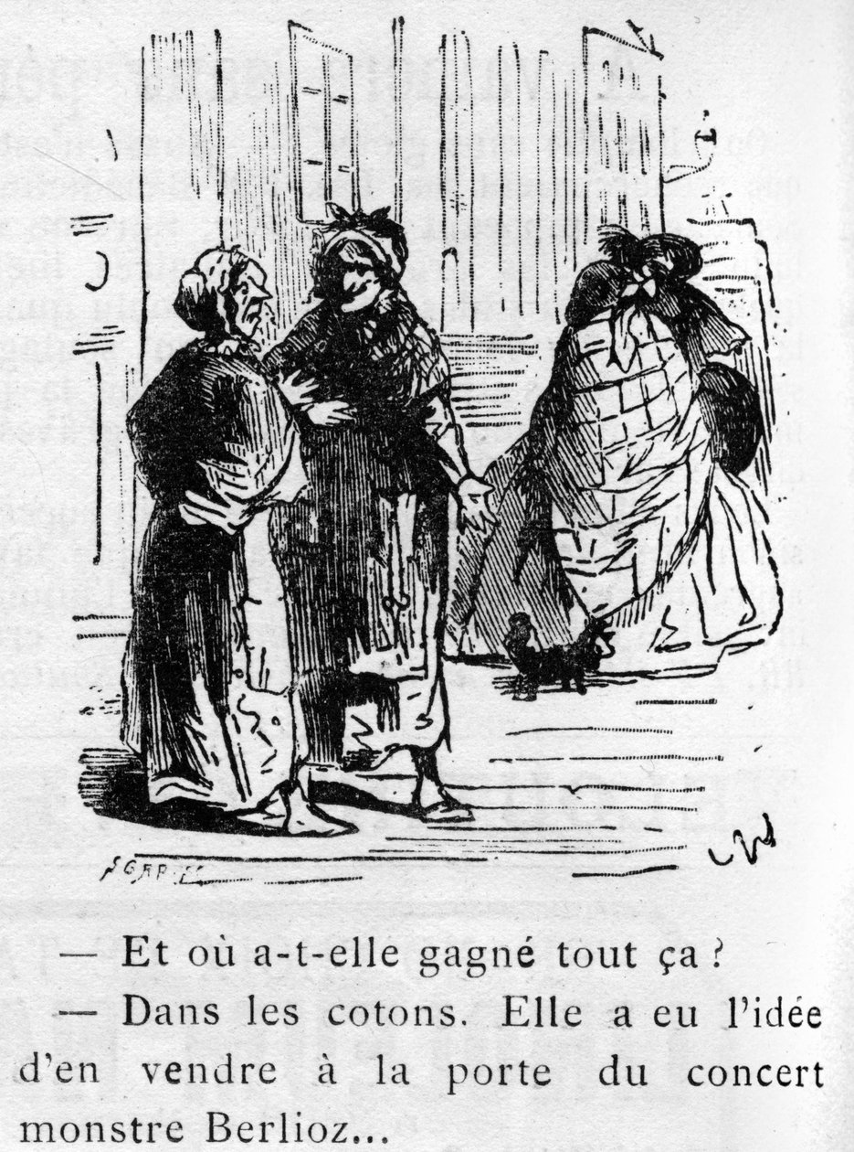 1856年にナダールが雑誌「Pour rire」のためにデザインした、ヘクトル・ベルリオーズ（1803-1869）の作品を題材にした漫画。 作： ナダール