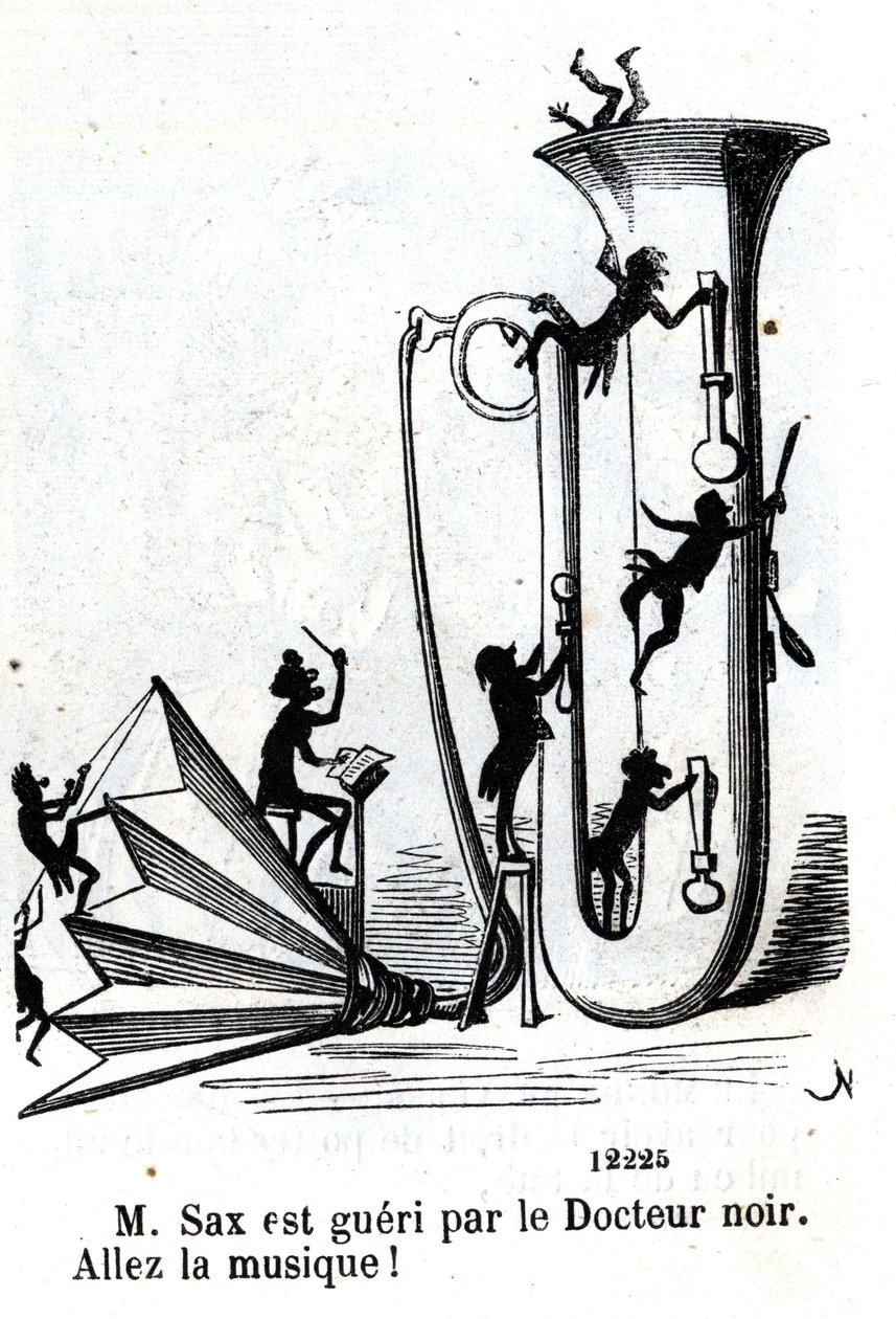 黒人医師に手傷を負わされるサックス氏。(Adolphe (Adolph) Sax、サックスの発明者(1814-1894)。 作： ナダール