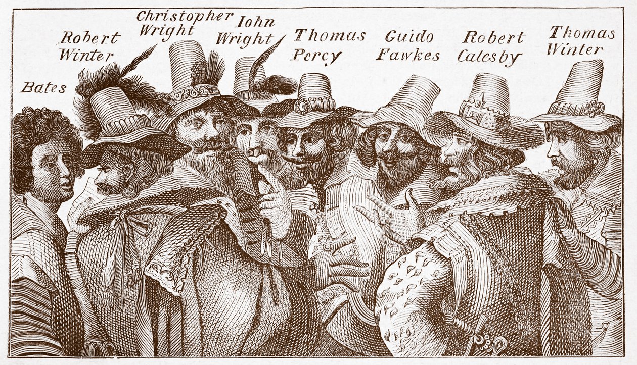 The Gunpowder Plot Conspirators, after a 1606 engraving (engraving) 作： （後）英語学校