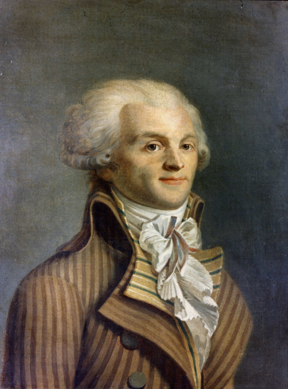 ロベスピエール (1758-1794)、フランスの政治家によるマキシミリアン マリー イシドールの肖像画。 作： （後）フランスの学校