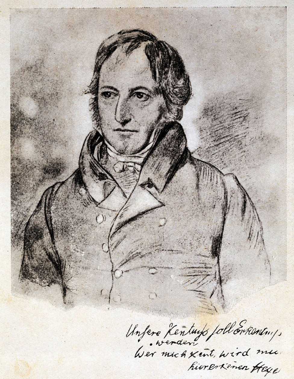 ゲオルク・ヴィルヘルム・フリードリヒ・ヘーゲル（1770-1831）の肖像。G.ヘンゼルのデッサンに基づくエングレーヴィング。 作： （後）ドイツ語学校
