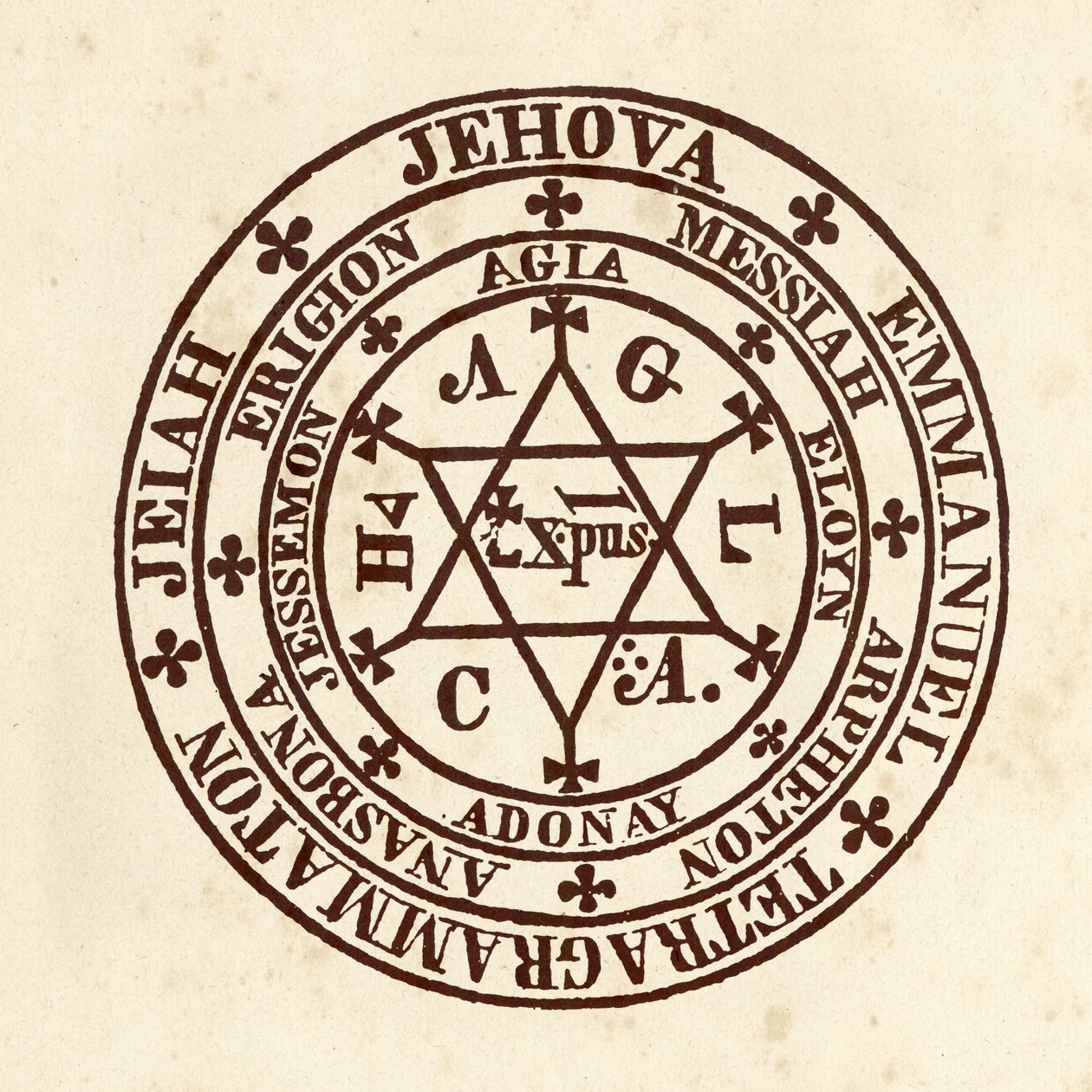 オカルト科学：魔法陣ドイツのオカルト学者Henry Cornelius Agrippa of Nettesheim (1486-1535)の「De Occulta Philosophia」からのスキーマ（Cornelius AgrippaまたはAgrippa of Nettesheimとして知られる 作： (後)イタリア学校