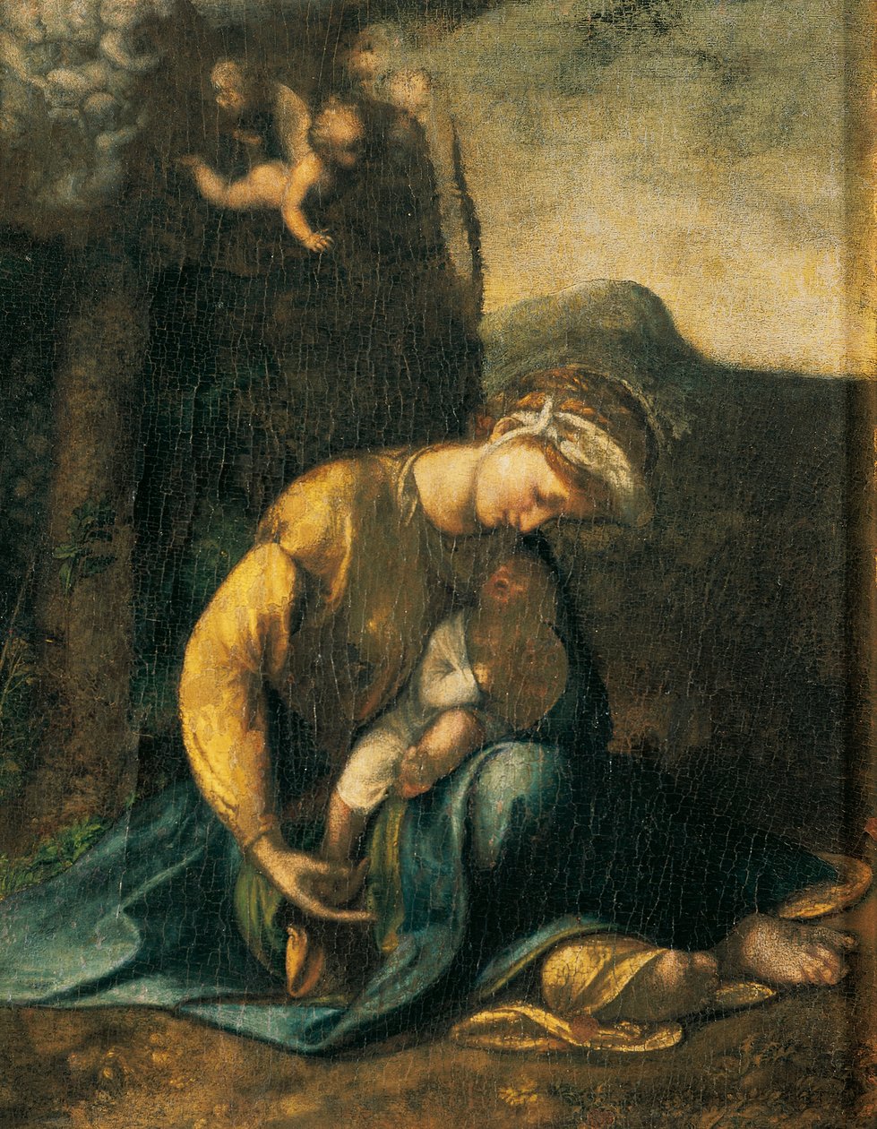 コレッジョとして知られるアントニオ・アッレグリ作のジプシーの少女（1489年-1534年頃）、木に油彩、49x37cm 作： (c.1489-1534) コレッジョ