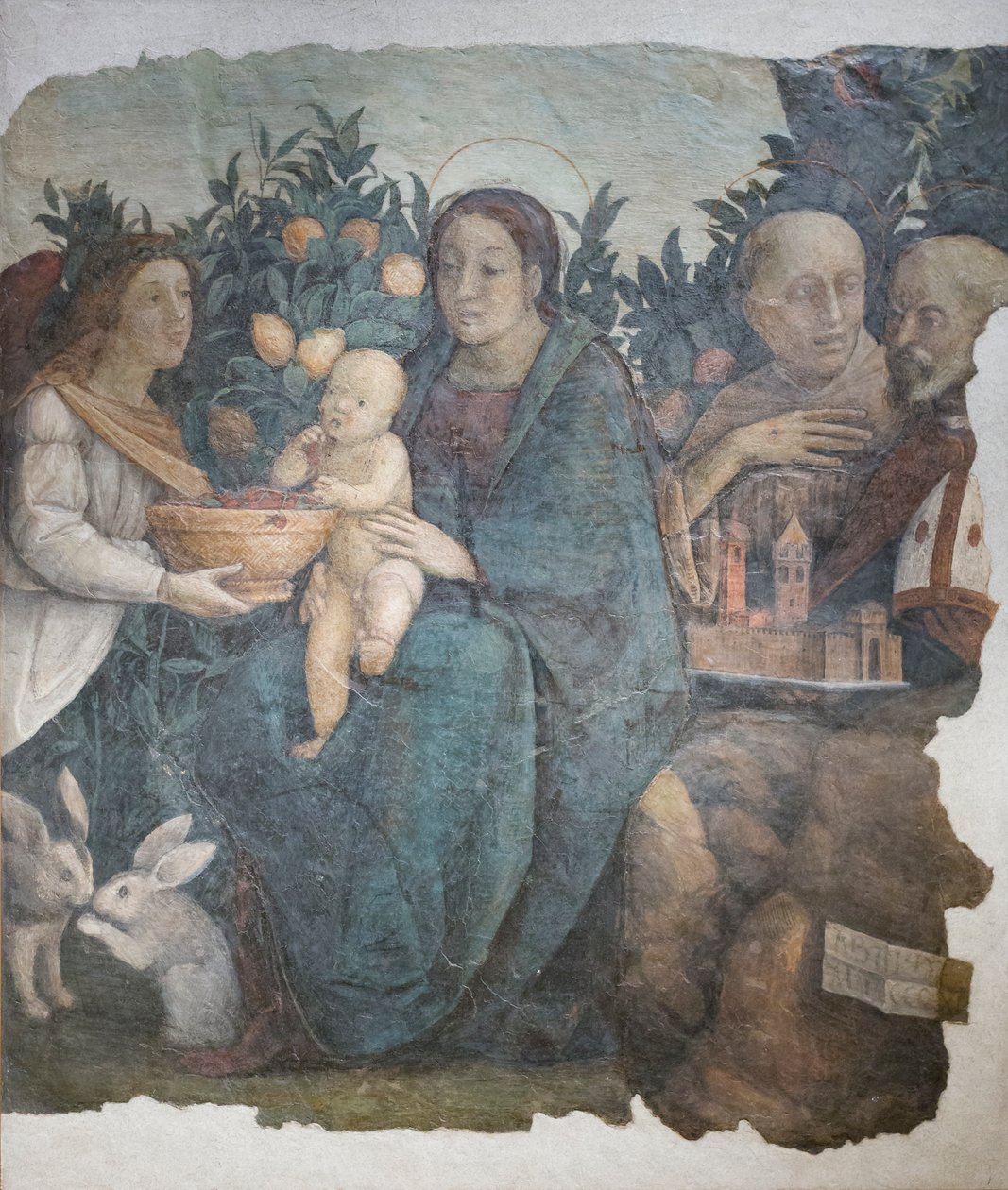 マドンナ・デイ・リモーニとして知られる聖フランチェスコとキリヌスの聖母子像 作： （c.1489-1534）コレッジョ