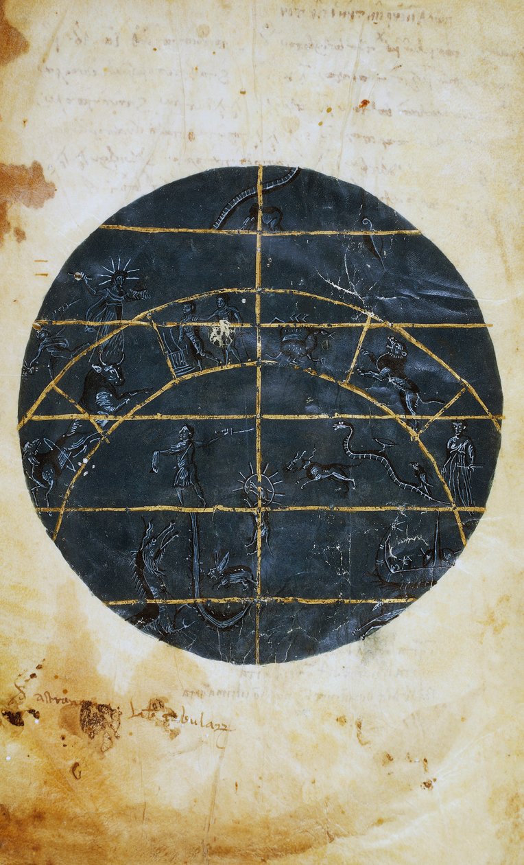 Pohjoinen taivaanpuolisko, miniatyyri, Ptolemaios (n. 100-175) tähtitieteellinen taulukko, hellenistinen sivilisaatio 作： （c.90-168）（後）プトレマイオス