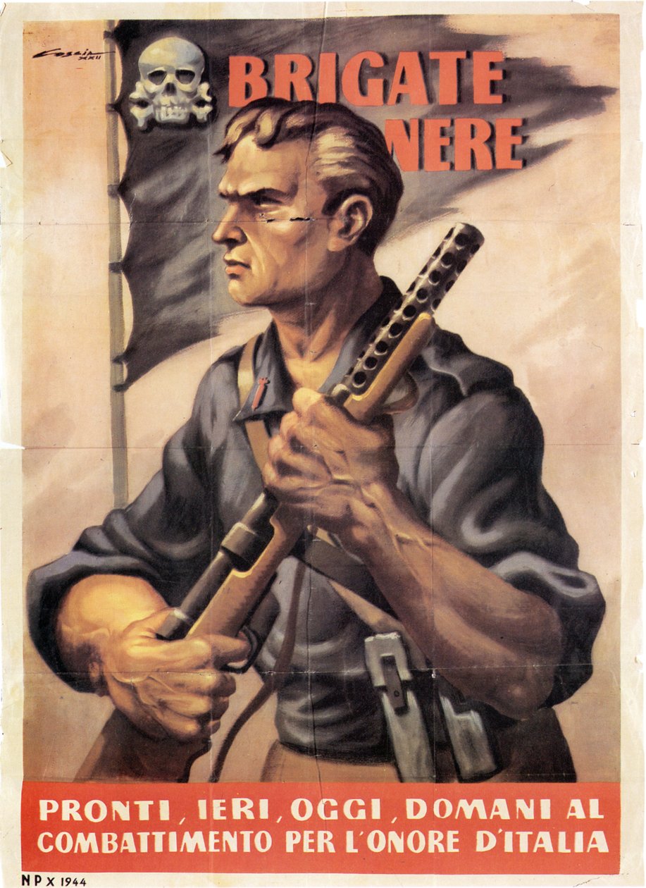 宣伝。黒旅団。昨日、今日、明日はイタリアの名誉のために戦う準備ができています。 1943 作： 不明