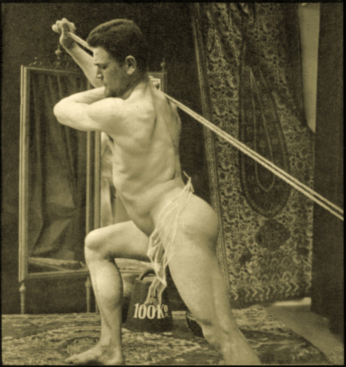 ケーブルマシンの使用、c.1910（セピア写真） 作： 不明