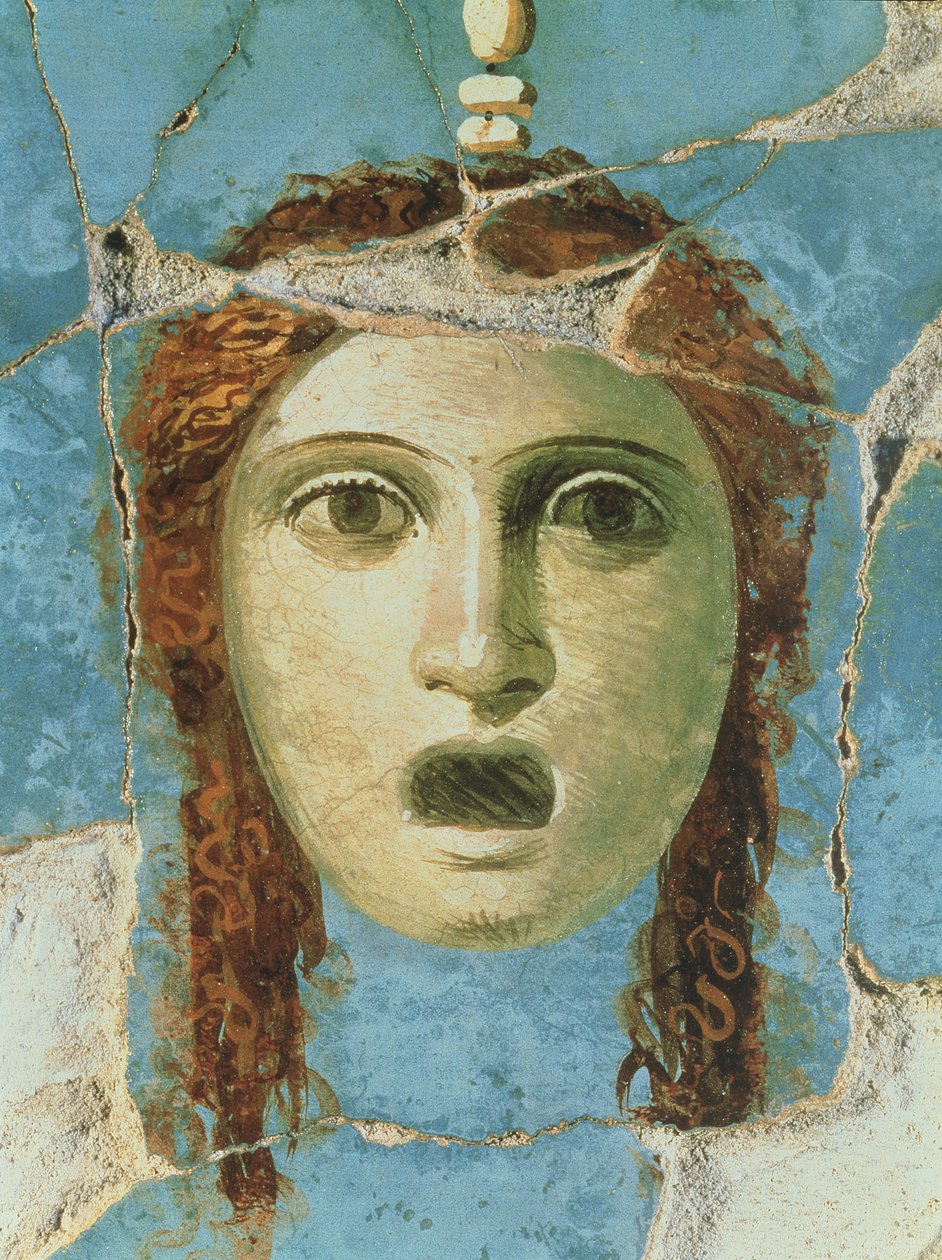 女性の頭、ポンペイ、1世紀の壁画 作： 不明