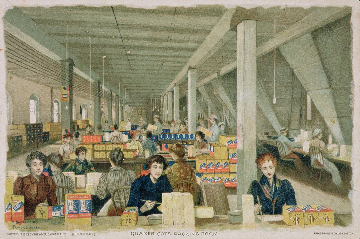 Quaker Oats荷造り室、1893年 作： アメリカの学校