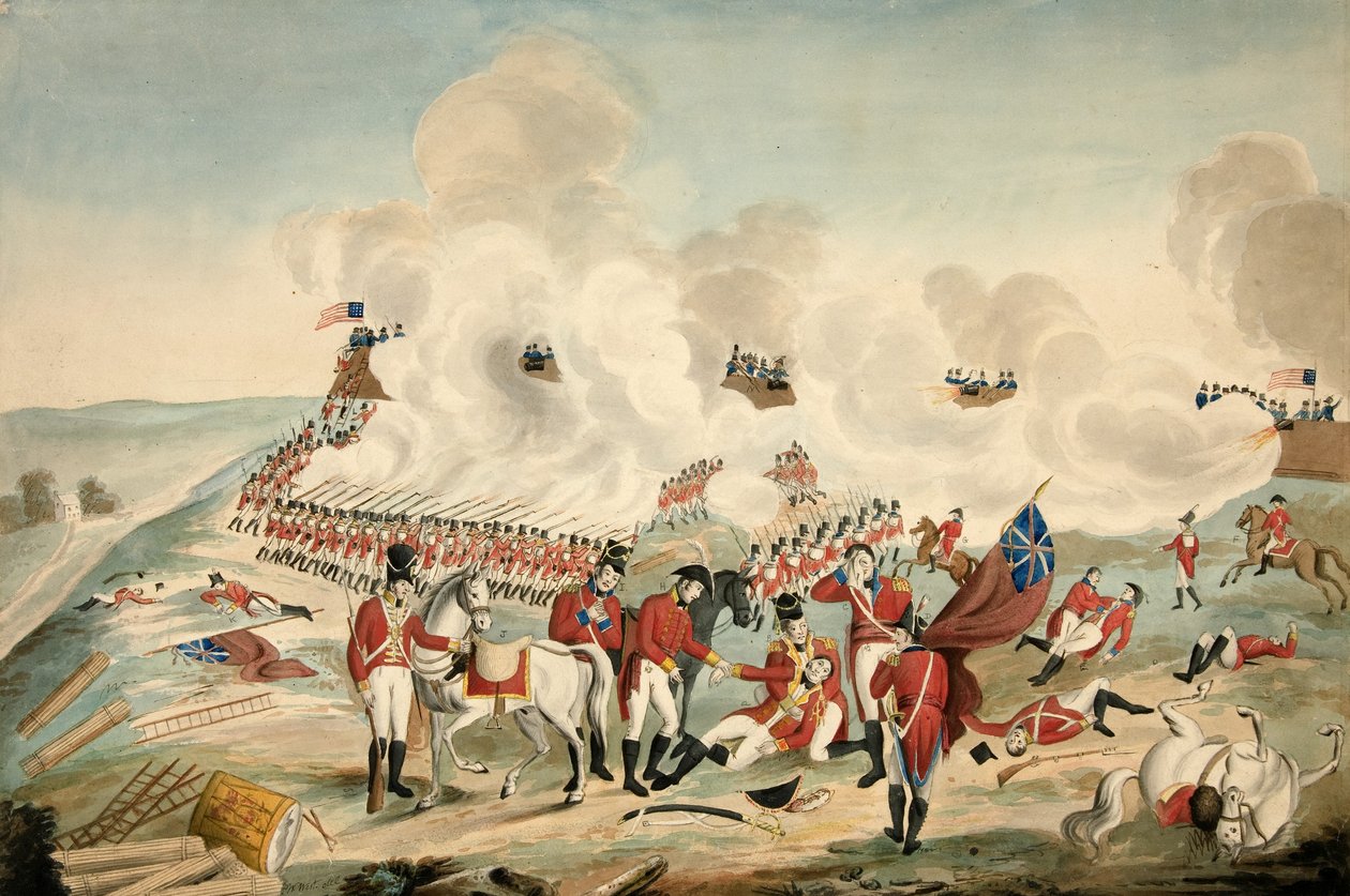 1815年1月8日のパブでのニューオーリンズの戦いとパッケンハム少将の死。 1815 作： アメリカの学校