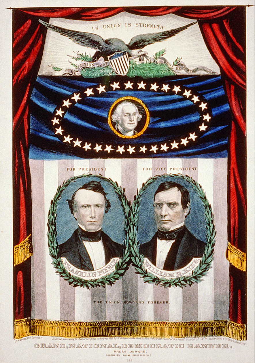 民主的な大統領キャンペーンのバナー、1852年 作： アメリカの学校