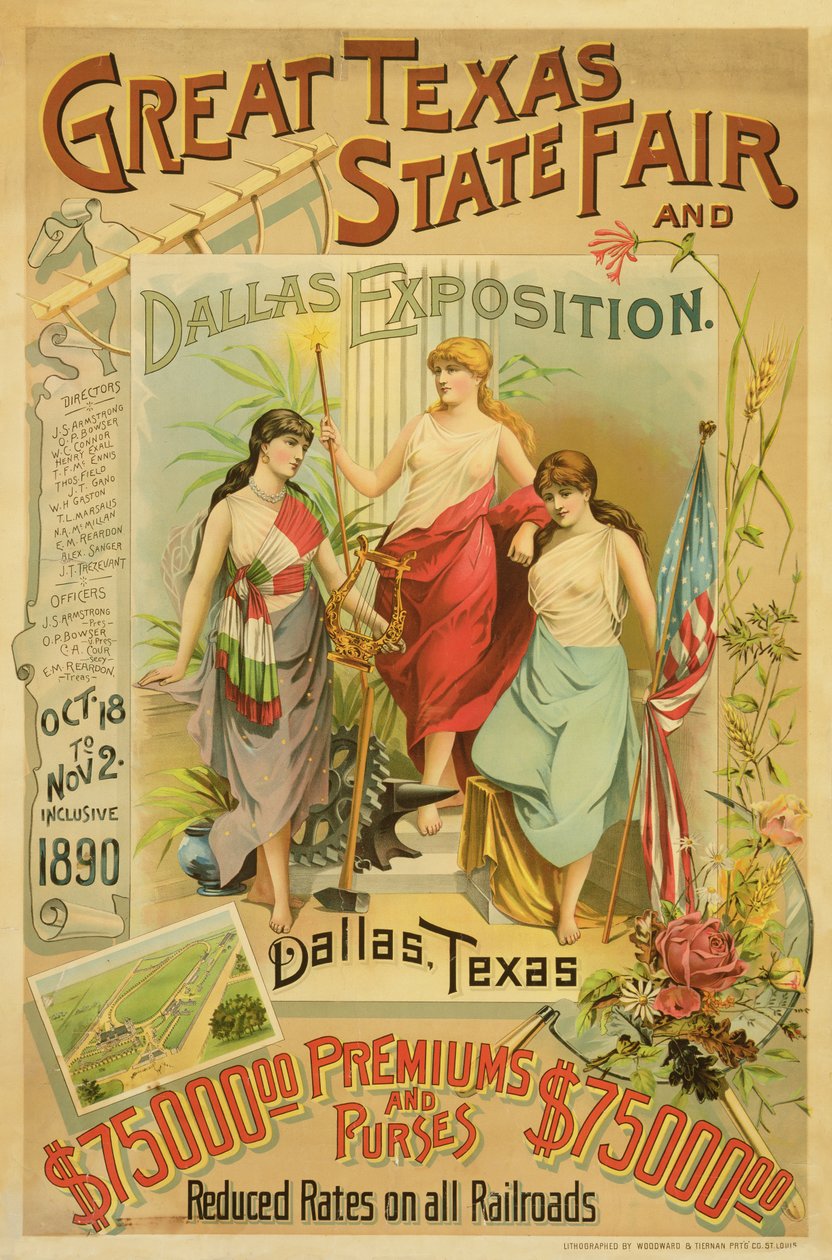 グレートテキサスステートフェアのポスター、1890 作： アメリカの学校