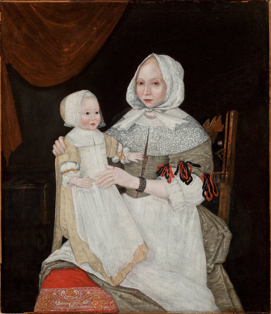 エリザベスフリーク夫人とベイビーメアリーc.1671-74（ペアについては183405を参照） 作： アメリカの学校
