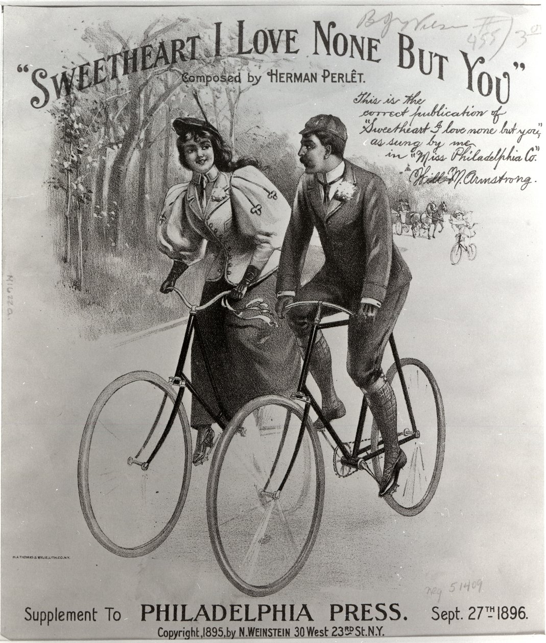 Sweetheart I Love None But You [楽譜カバー]、1896 作： アメリカの学校