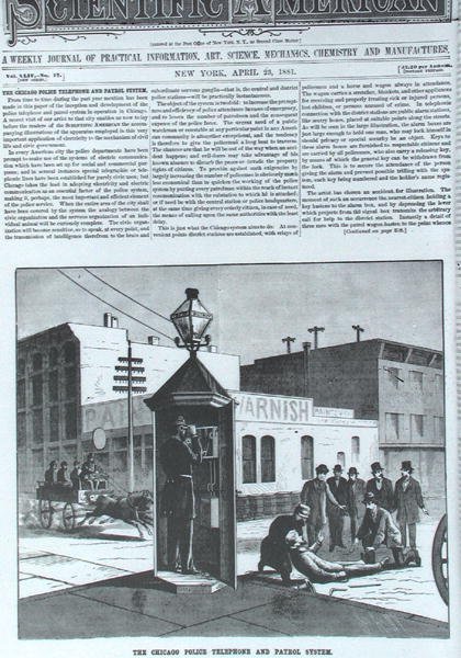 シカゴ警察の電話とパトロールシステム、1881年4月23日、サイエンティフィックアメリカン 作： アメリカの学校