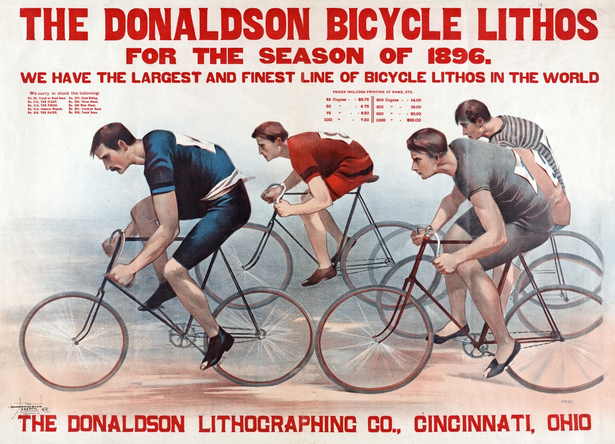 ドナルドソン自転車Lithos for the Season of 1896、パブ。 1896（カラーリトグラフ） 作： アメリカの学校