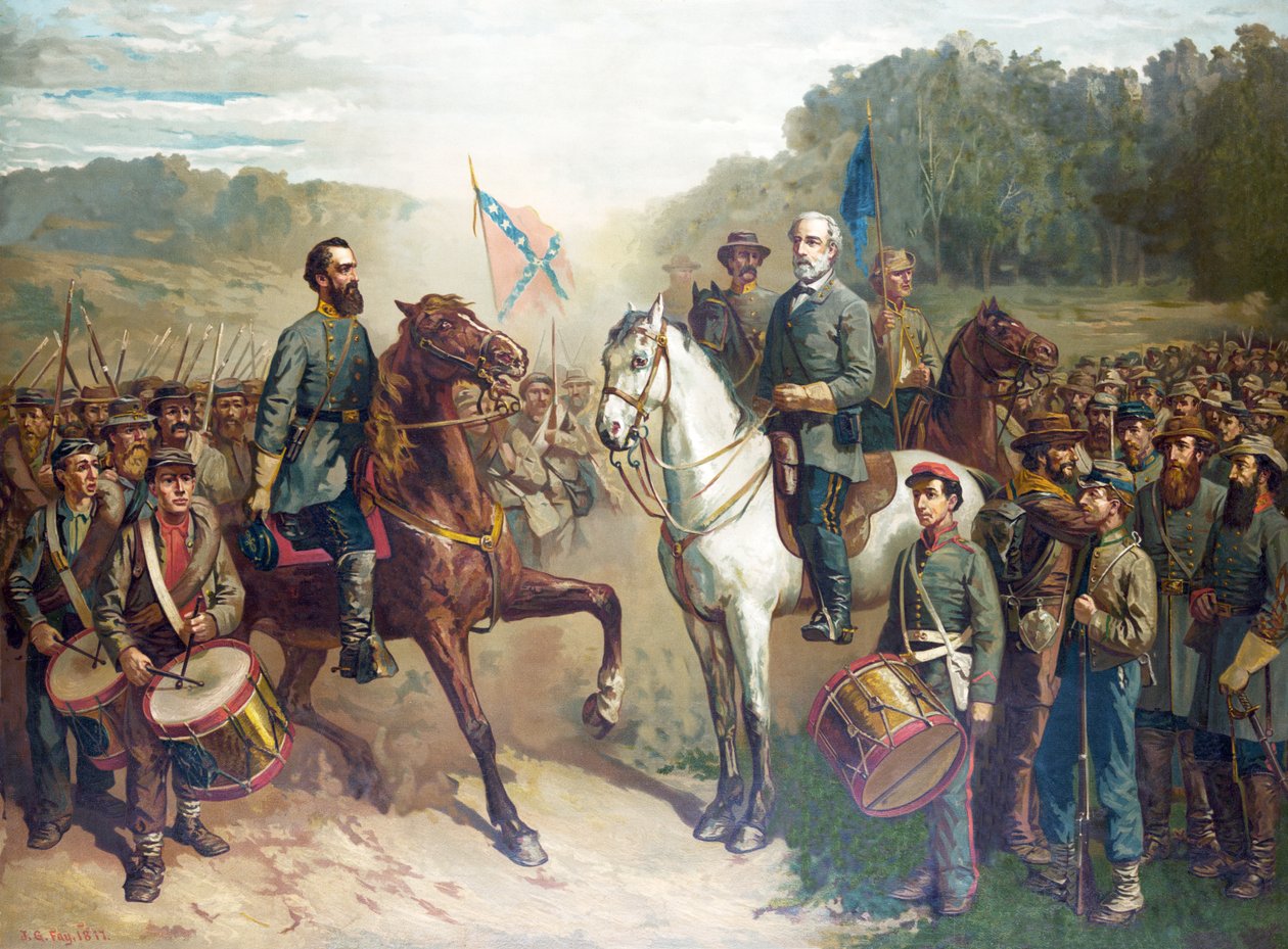 リー将軍とジャクソン、パブの最後の会議。 1879 作： アメリカの学校