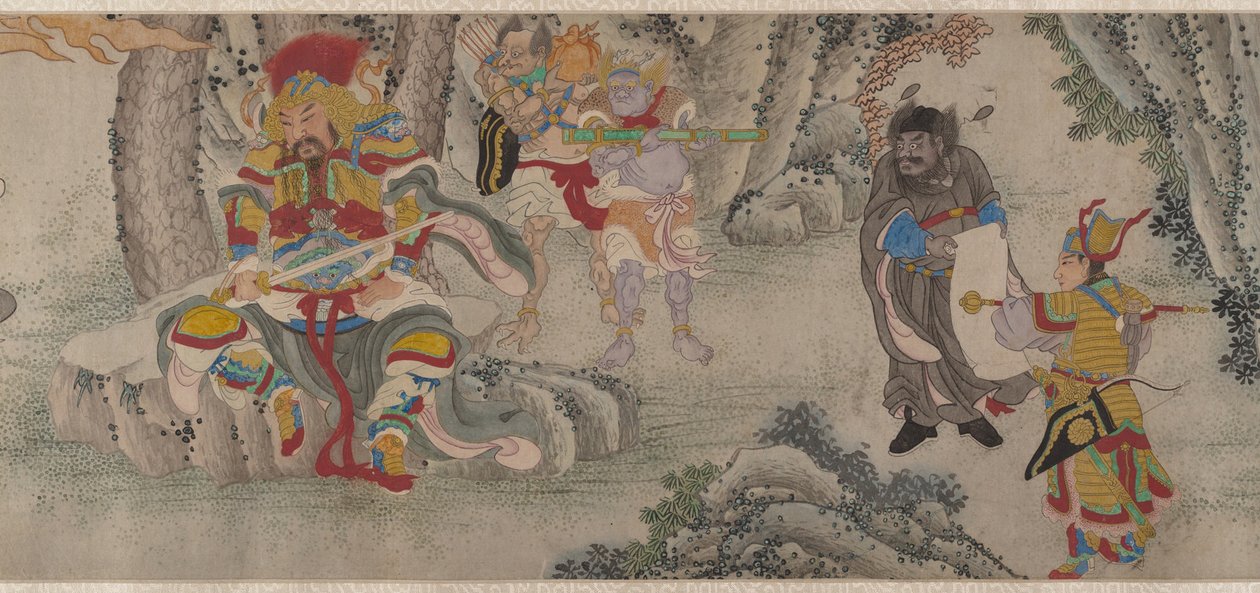 山で悪魔を探す、手巻き、c.1630（紙にインクと色） 作： 中国語学校
