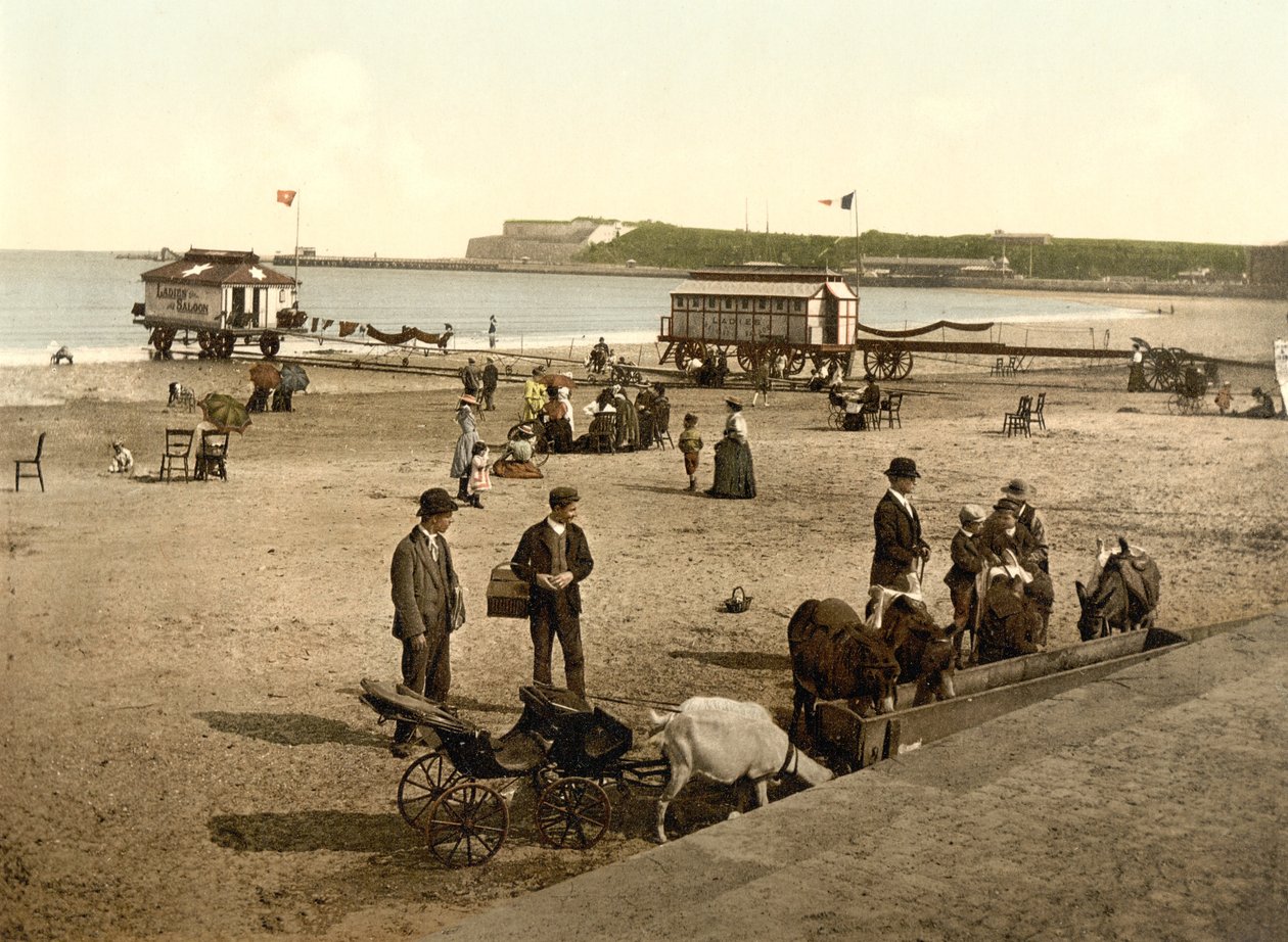 ウェーマスのビーチ、1890年-1900年頃（クロモリソグラフ） 作： 英語の写真家