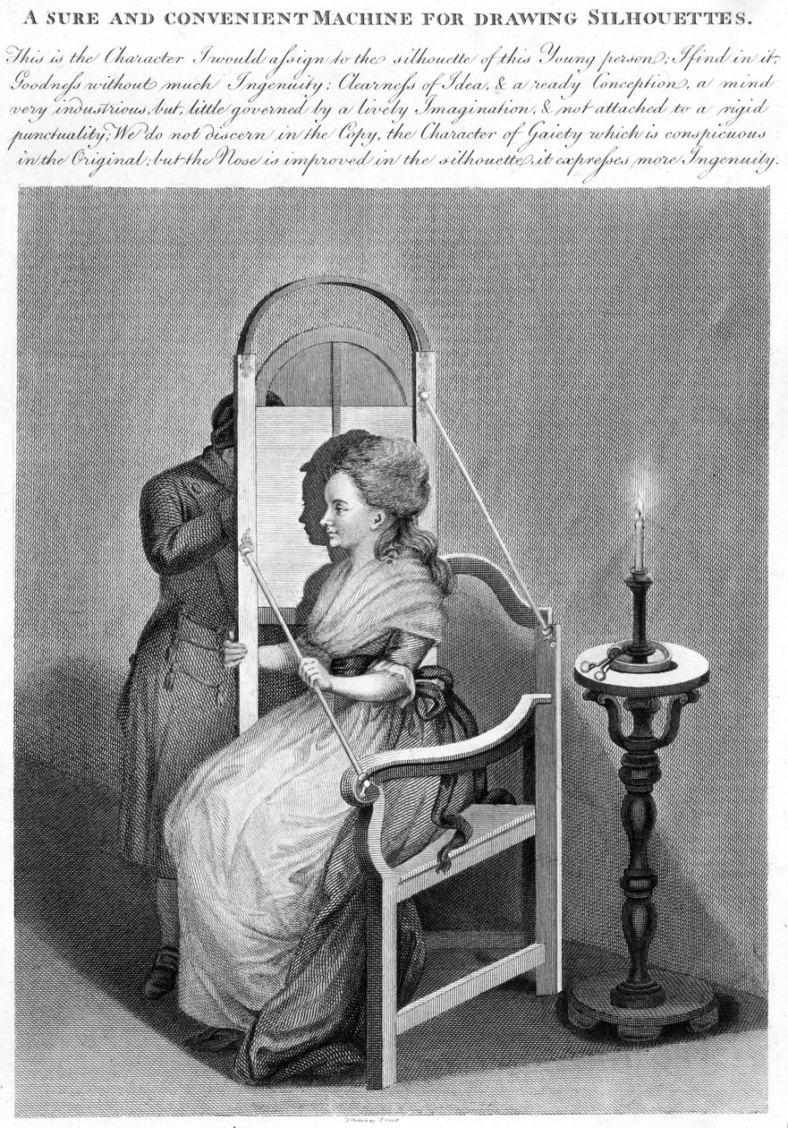 シルエットを描くための確かで便利な機械、c.1790 作： 英語学校