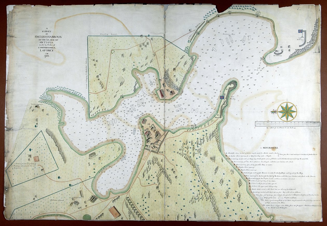 1783年にラフォリー長官令により作成されたアンティグア島のイングリッシュハーバーに関する調査 作： 英語学校