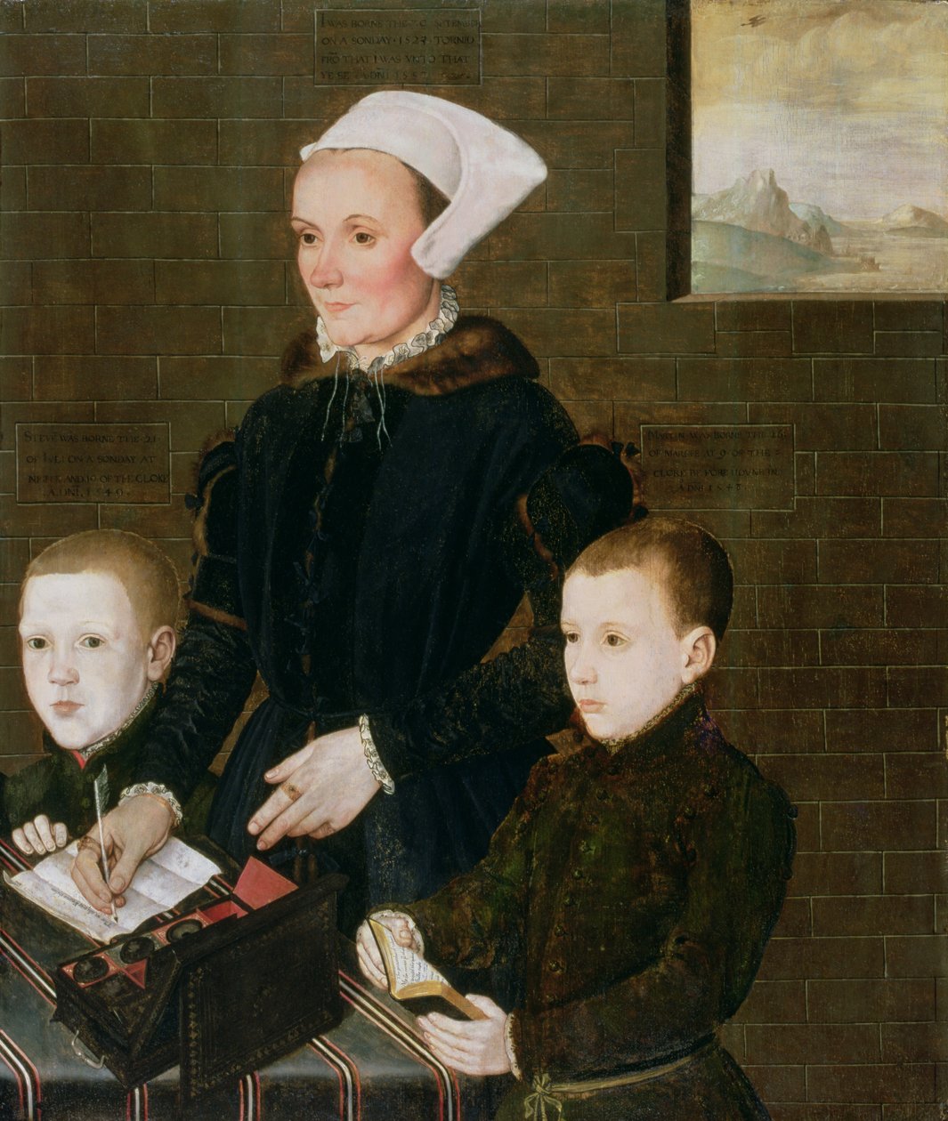 アリスバーナムと彼女の2人の息子マーティンとスティーブン、1557 作： 英語学校