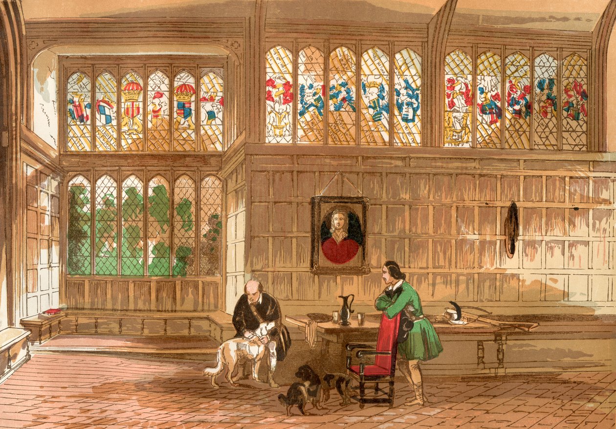 イングランド、バークシャー、オックウェルズのホール：イギリスの絵画博物館、パブ。 1847 作： 英語学校
