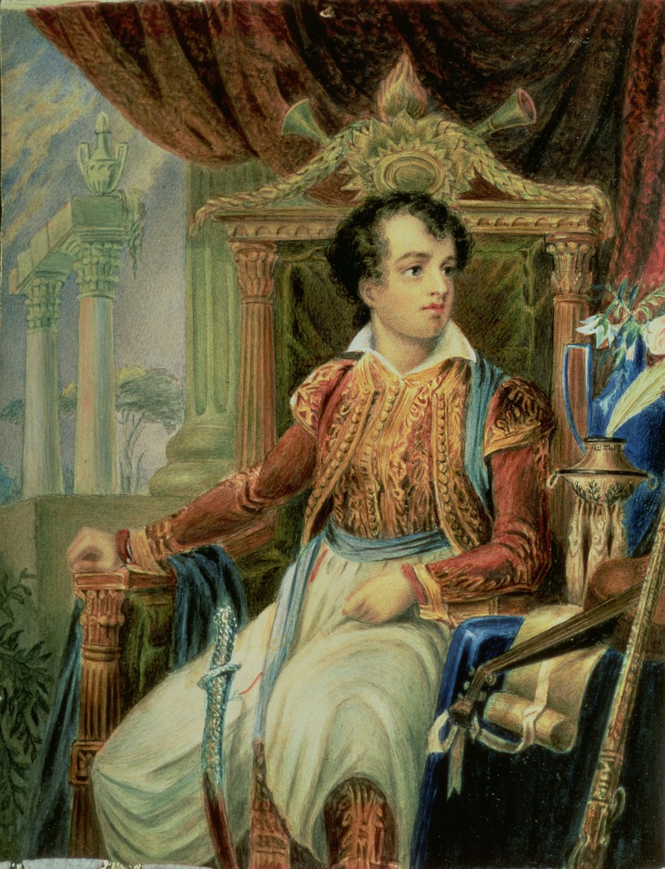ジョージ・バイロンの肖像（1788-1824） 作： 英語学校