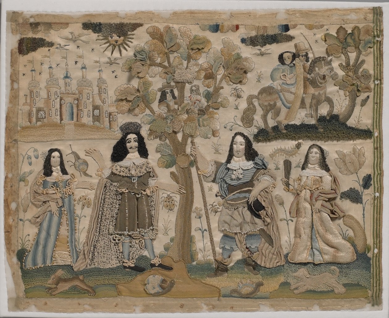 チャールズ2世の修復、1665年頃（シルク刺繍） 作： 英語学校