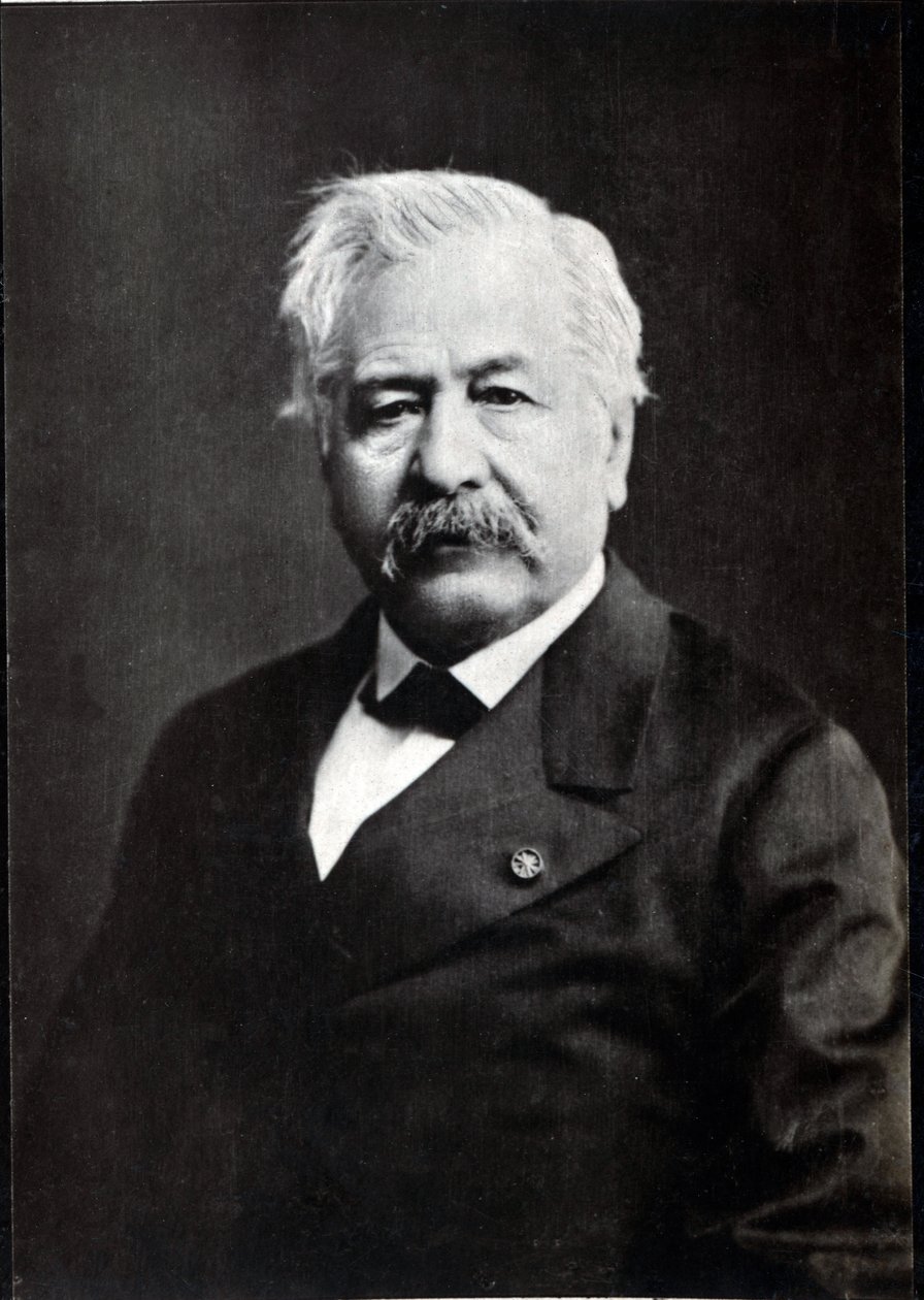 フランスの外交官でスエズ運河の開発者であるフェルディナンドマリードレセップス（1805-1894）の肖像。 作： フランスの写真家