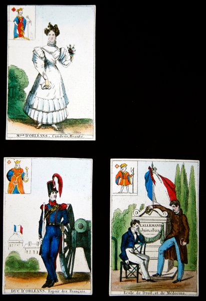 1830年7月、1831年7月の英雄を記念する4枚のトランプ 作： フランス語学校