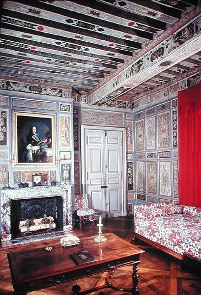 ヴィオレ家の腕で描かれた寝室のインテリア、1633 作： フランス語学校