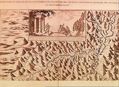 ヴァルテリーヌの地図、ルイ13世（1601-43）フランス国王とナバラによってスイスに返還、1626年 作： フランス語学校