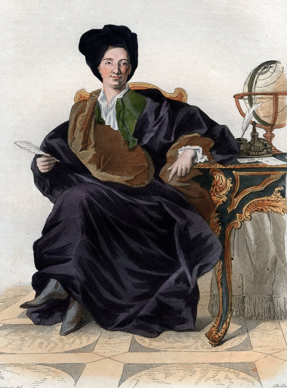 フランスの作家、ベルナールルブイエ（ルボヴィエ）フォンテネル（1657-1757）の肖像。 作： フランス語学校