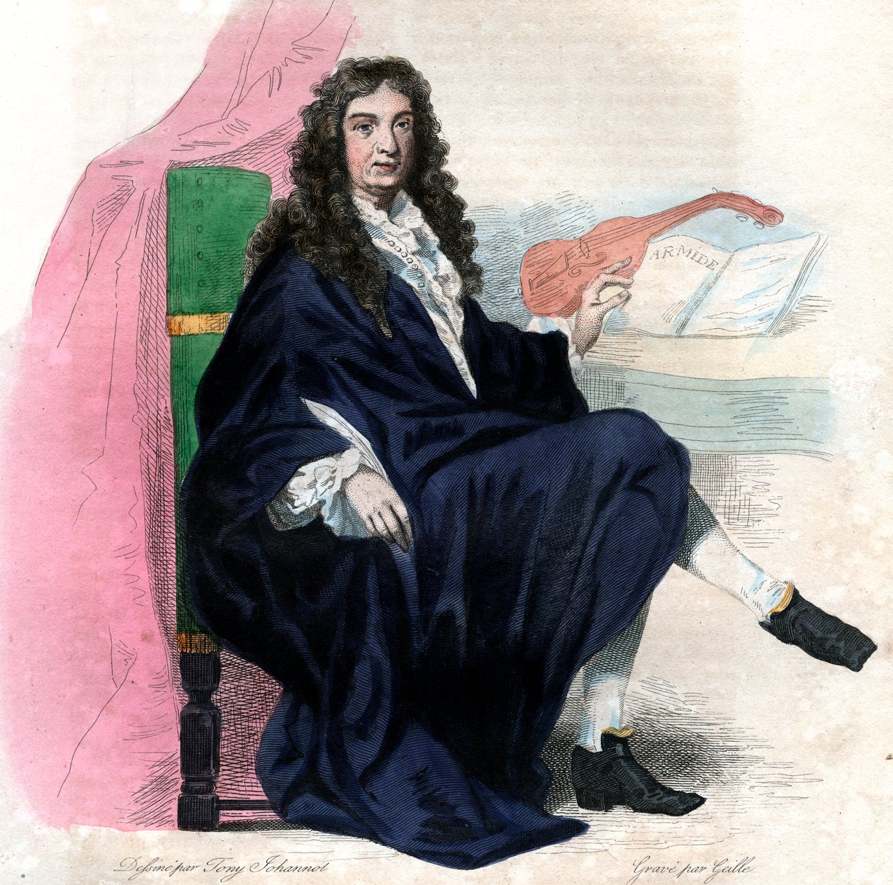 フランスの作曲家、ジャンバティストルリー（1632〜1687）の肖像。 作： フランス語学校