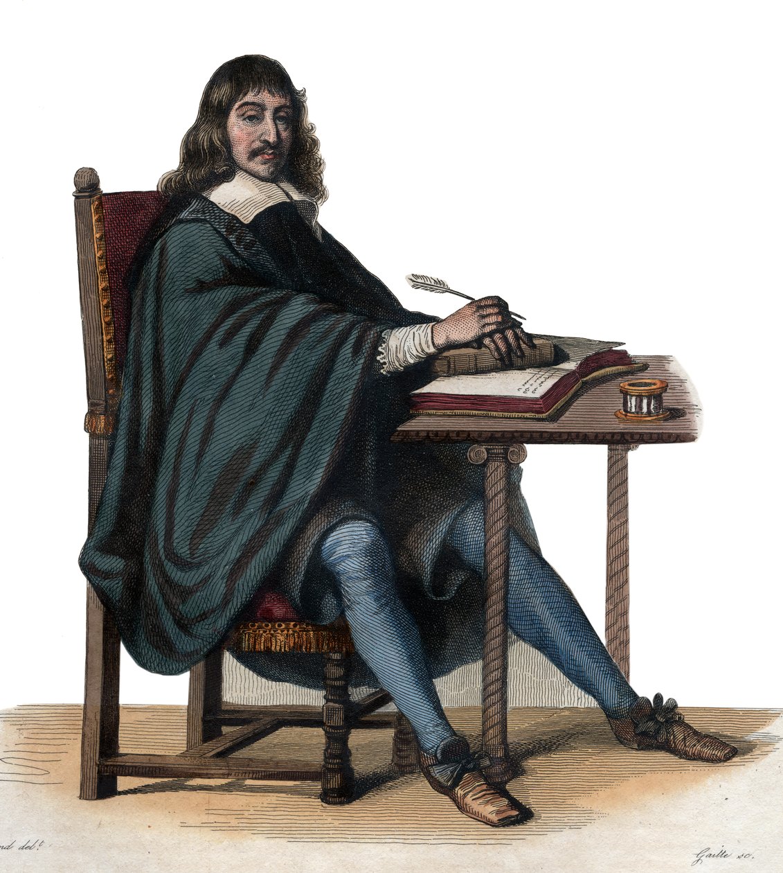 フランスの哲学者、作家であるルネデカルト（1596-1650）の肖像。 作： フランス語学校