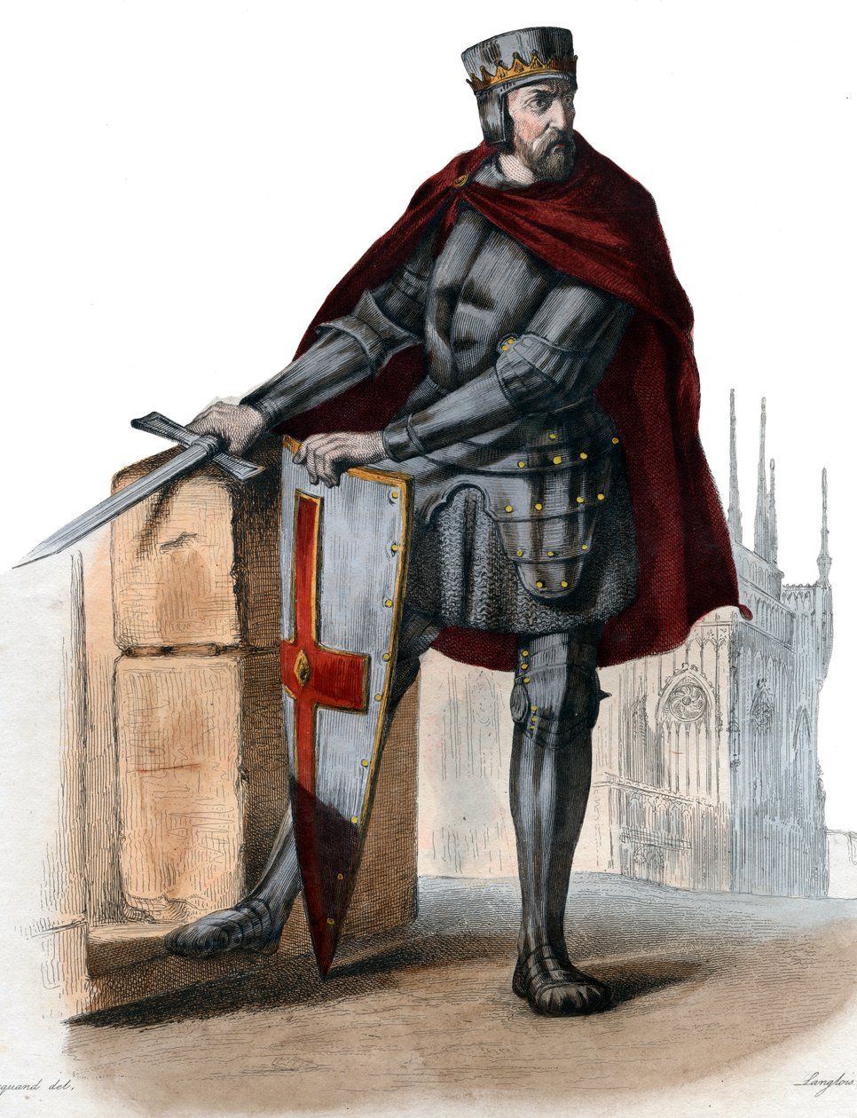 フランスの貴族であるレスター第5伯爵（1150-1218）のSimon IV de Montfortの肖像。 作： フランス語学校