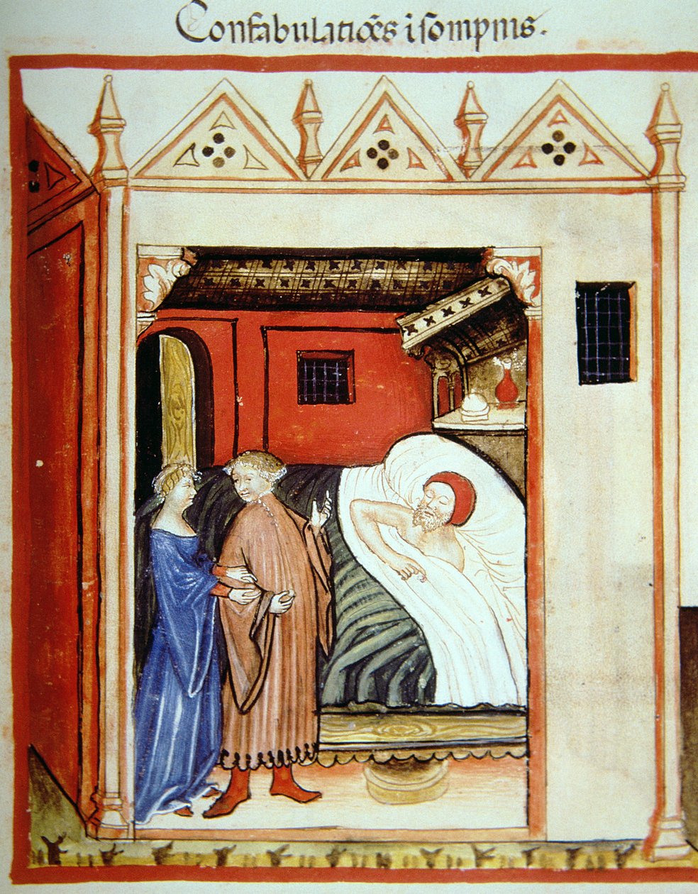 Fol.101v Sleeptalking、Tacuinum Santiatis Codex Vindobonensisのイラスト 作： イタリア語学校