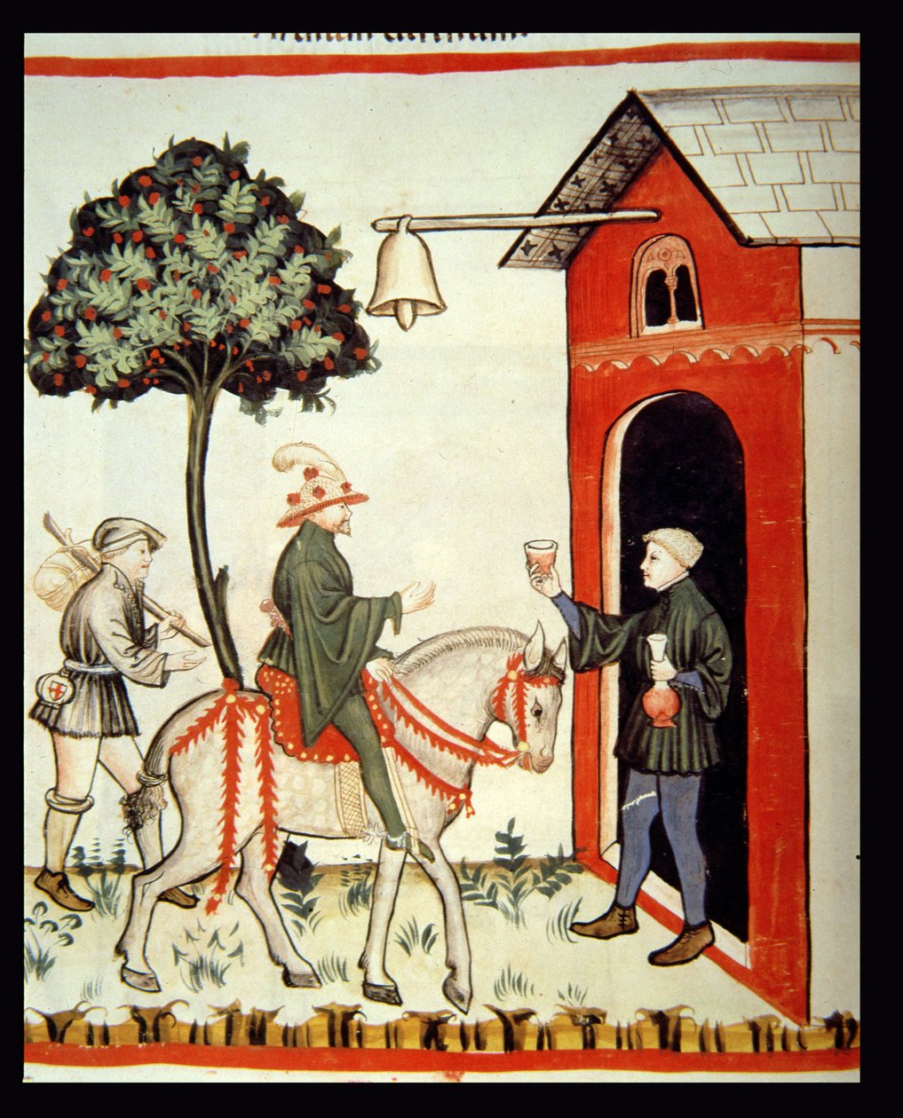 Nova 2644 fol.87v赤ワインのグラス、Tacuinum Sanitatis Codex Vindobonensisから 作： イタリア語学校