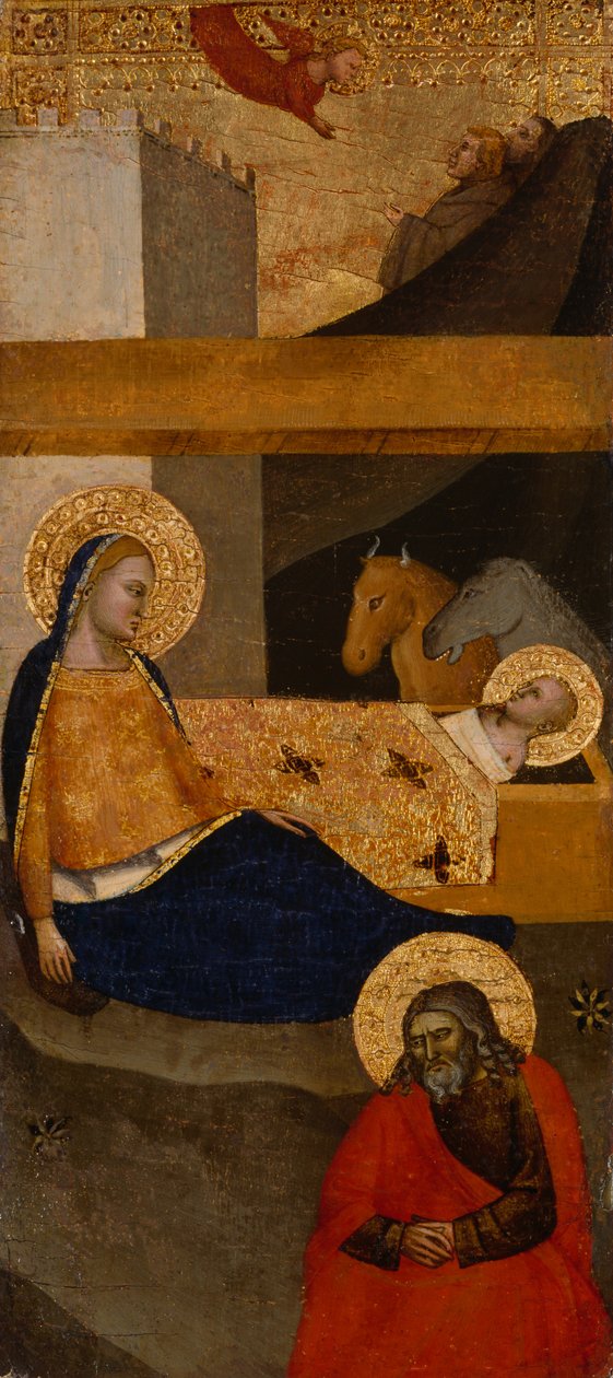 キリスト降誕、c。 1360-1380（木の上のテンペラと金箔） 作： イタリア語学校