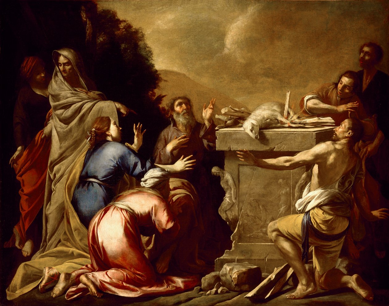 ノアの犠牲、c。 1645-1650 作： イタリア語学校