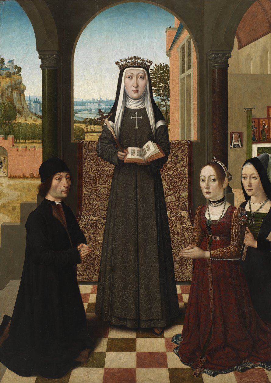 3人のドナーがいるボローニャの聖カタリナ、1470〜80年 作： バロンチェッリの肖像画のマスター