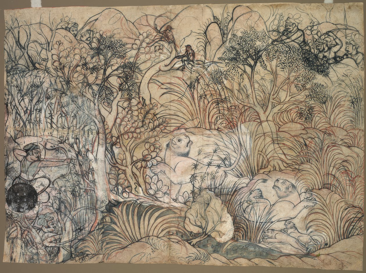 コタのウメド・シン、ライオン狩り（Umed Singh of Kota Hunting Lions） 作： ロエシャーとペッチ