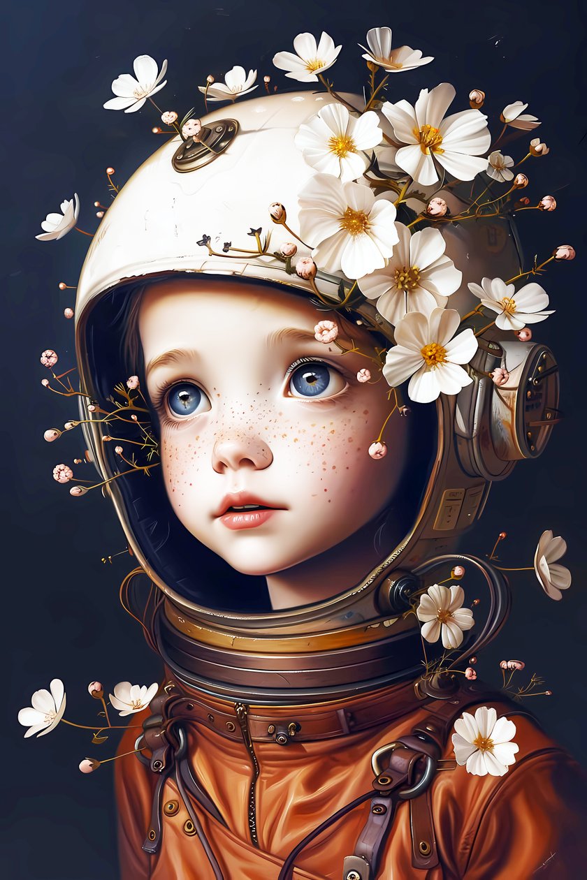 子供の宇宙飛行士 花, カスタム写真プリントサイズ 作： ファフタリ・アブデラヒム