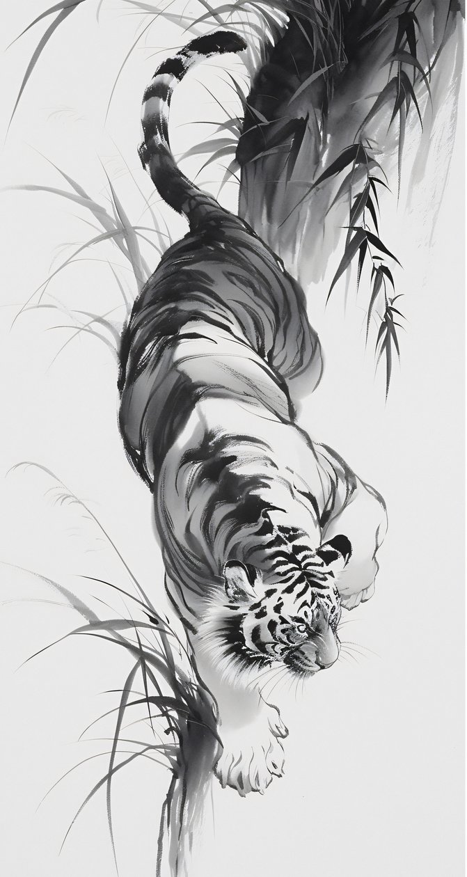 森の中のヒョウ, スケッチ画, 日本美術, カスタム・キャンバス・プリント 作： ファフタリ・アブデラヒム