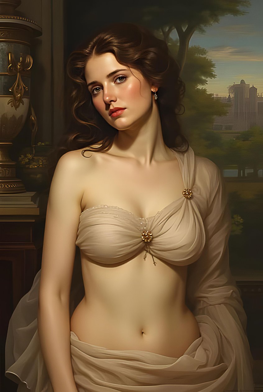 ファンタジー、シュールレアリスム絵画、壁の装飾プリント、愛の中で全身美しい横顔の女性 作： ファフタリ・アブデラヒム