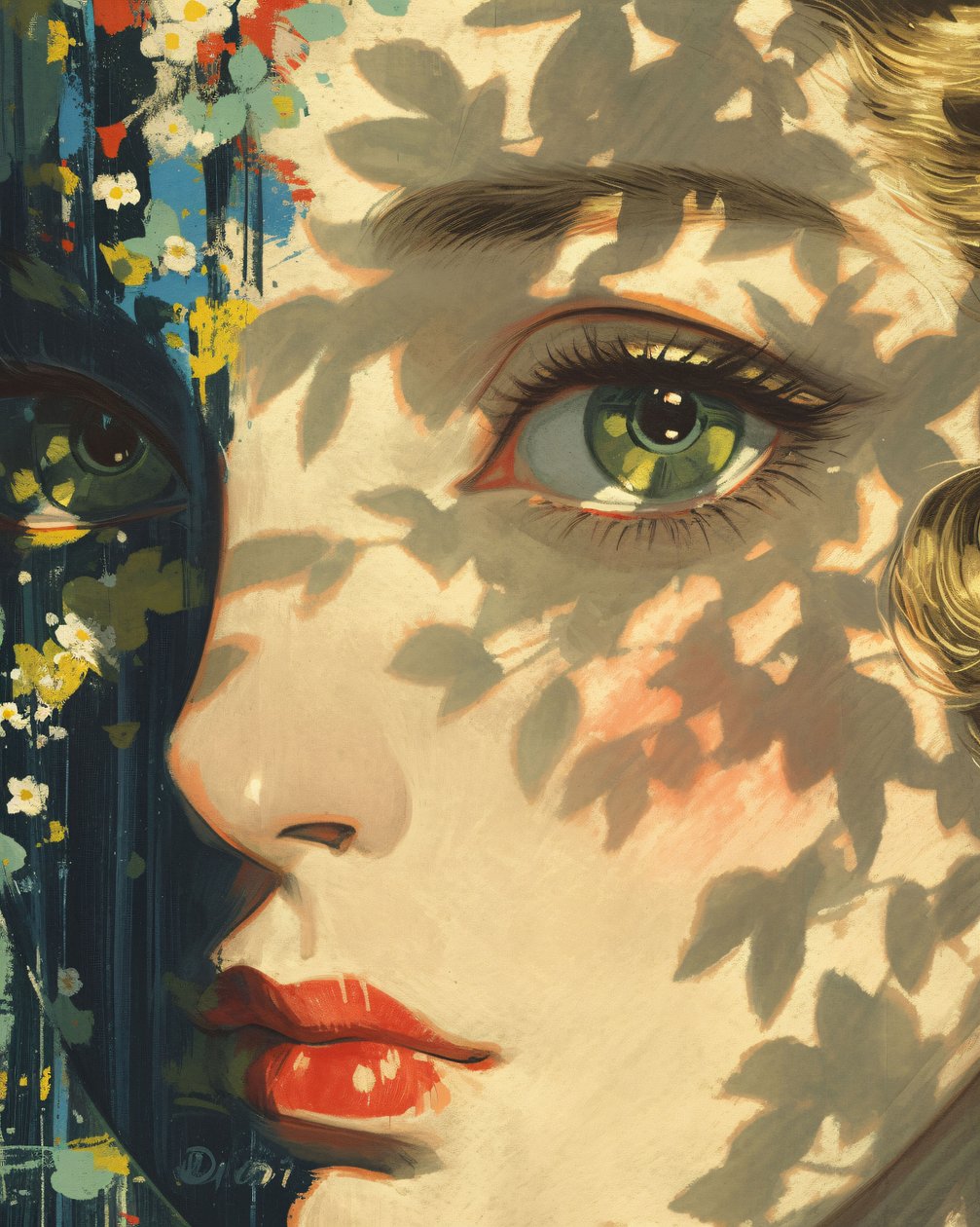 Sunlight Magus A Fornasetti 白昼夢, 少女の顔のクローズアップ, オンライン・アートプリント 作： ファフタリ・アブデラヒム
